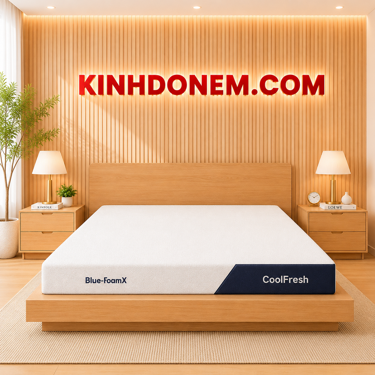 Nệm-foam-cao-cấp-CoolFresh Nệm BlueFoamx CoolFresh Celina cao cấp thiết kế hiện đại thoáng mát đàn hồi êm ái cho phòng ngủ sang trọng